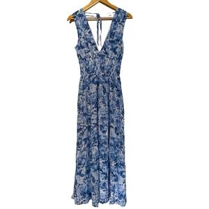 Abercrombie & Fitch Blue Floral Maxi Dress Empire Waist Boho Flowy Romantic